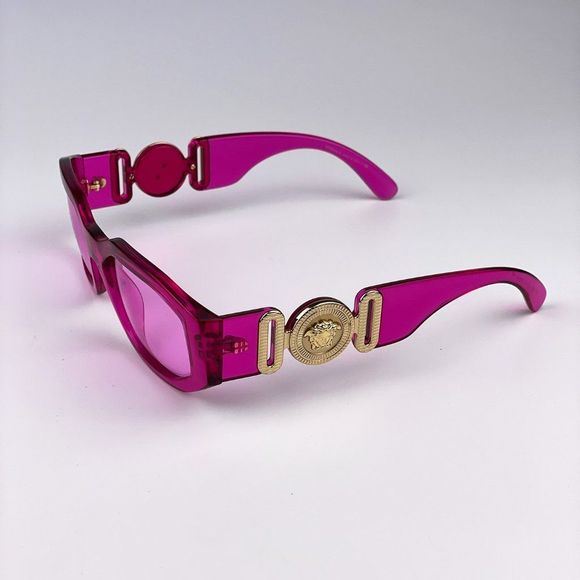 Versace VE4361 5334/5 Sunglasses Medusa Biggie Transparent Pink Rectangle Unisex - Picture 11 of 14